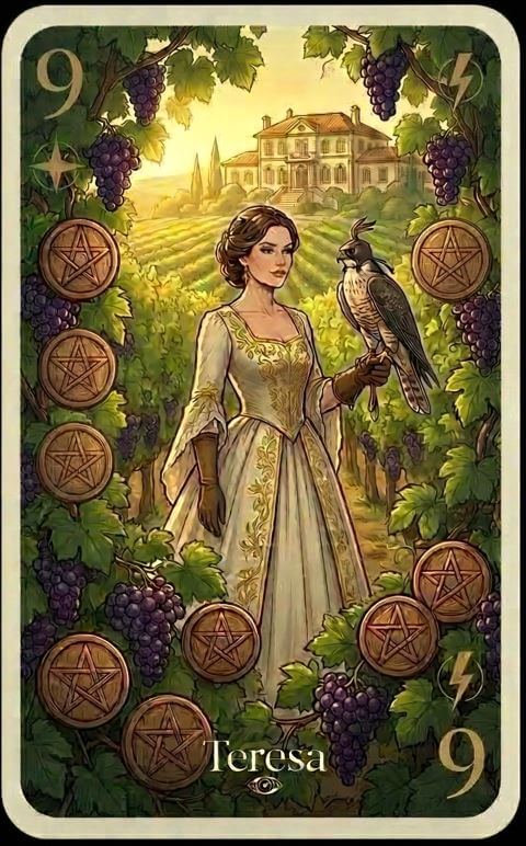 Nueve de Oros en el Tarot: Autosuficiencia y Abundancia